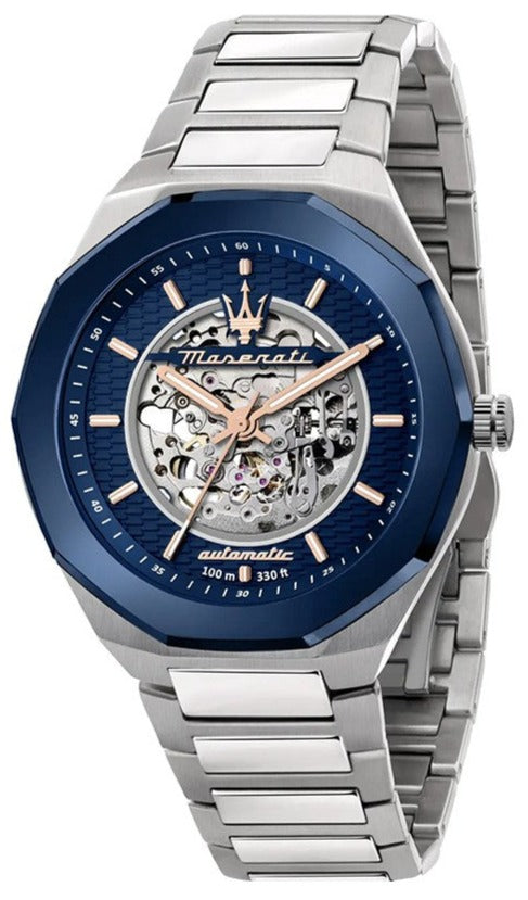 Maserati Stile Automatic Skeleton Silver Dial Silver Steel Strap Watch For Men - R8823142004 Buy Now By Maserati