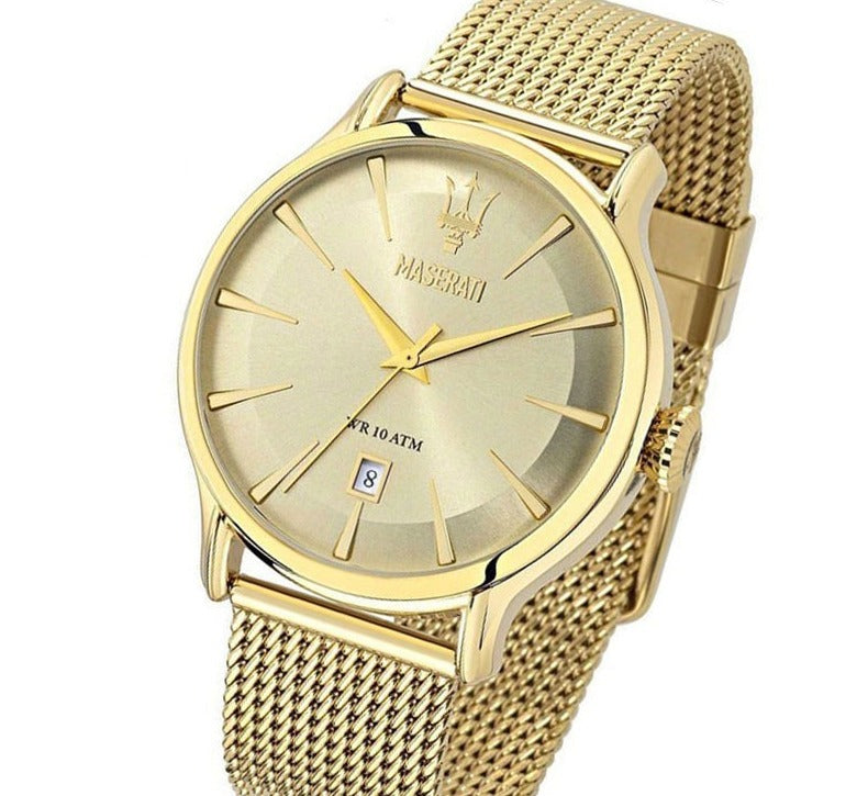 Maserati Epoca Golden Dial Golden Mesh Bracelet Watch For Men - R8853118003 Buy Now By Maserati