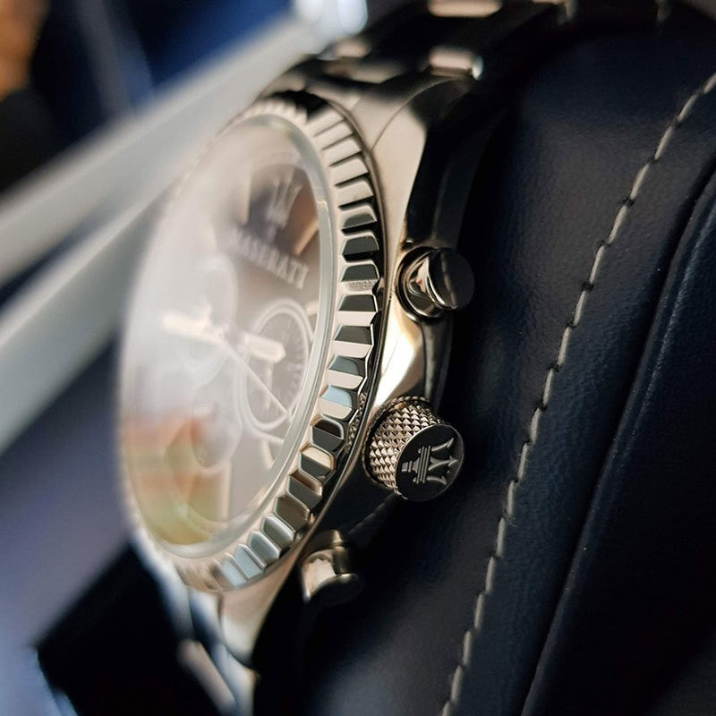 Maserati Competizione Chronograph Black Dial Silver Steel Strap Watch For Men - R8853100014 Buy Now By Maserati