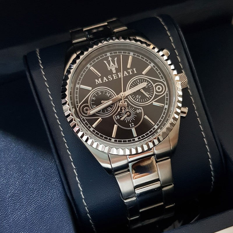 Maserati Competizione Chronograph Black Dial Silver Steel Strap Watch For Men - R8853100014 Buy Now By Maserati