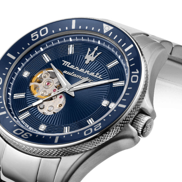 Maserati SFIDA Automatic Skeleton Blue Dial Silver Steel Strap Watch For Men - R8823140007 Buy Now By Maserati