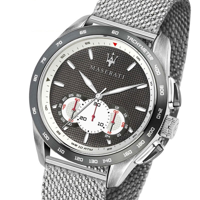 Maserati Traguardo Chronograph Black Dial Silver Mesh Bracelet Watch For Men - R8873612008 Buy Now By Maserati