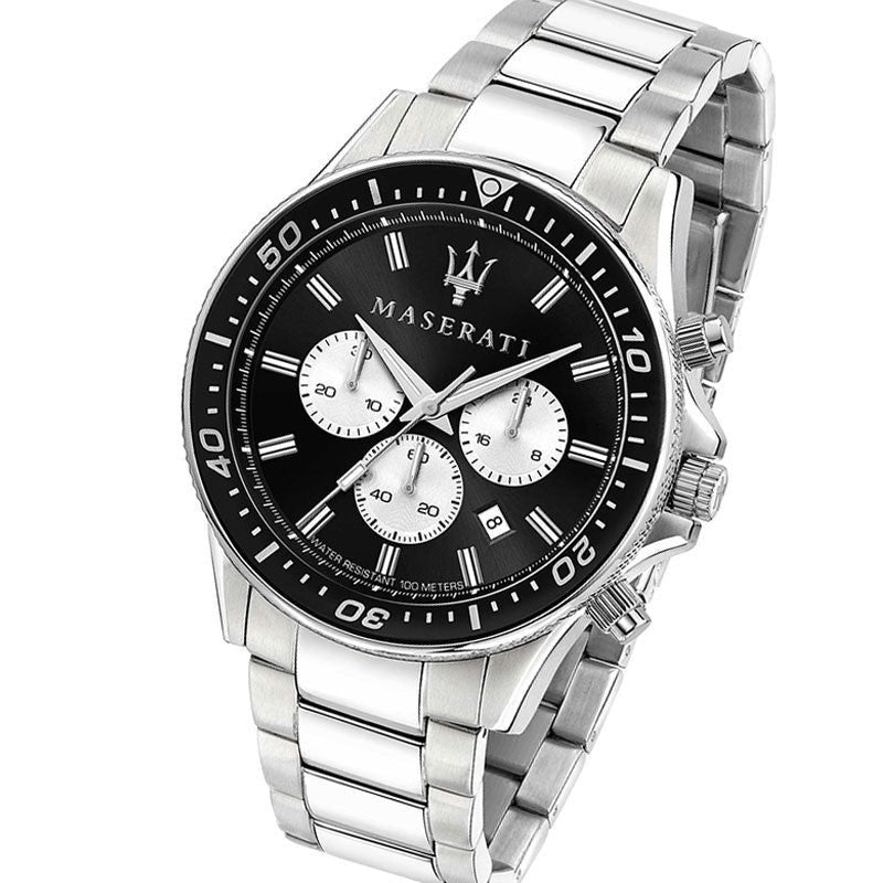 Maserati SFIDA Chronograph Black Dial Silver Steel Strap Watch For Men - R8873640004 Buy Now By Maserati