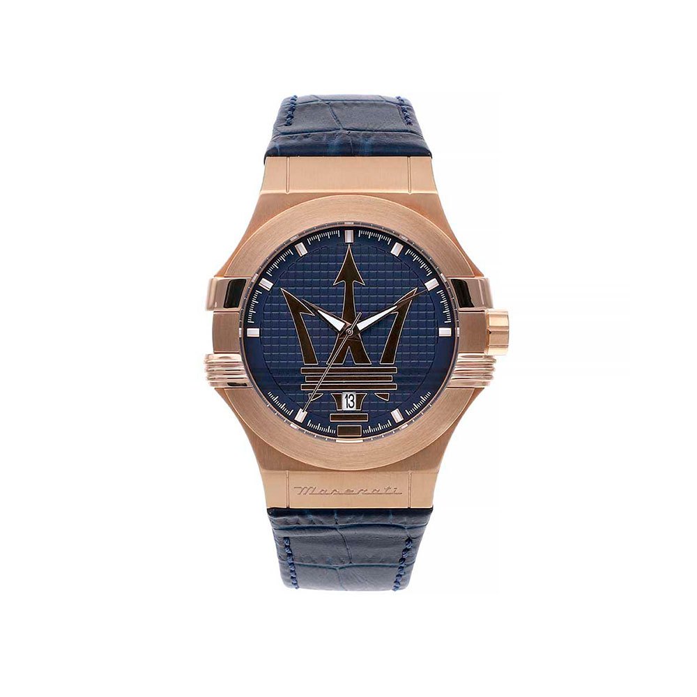 Maserati Potenza 42mm Rose Gold & Blue Dial Blue Leather Strap Watch For Men - R8851108027 Buy Now By Maserati