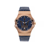 Maserati Potenza 42mm Rose Gold & Blue Dial Blue Leather Strap Watch For Men - R8851108027 Buy Now By Maserati
