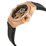 Maserati Potenza Automatic Rose Gold Dial Black Leather Strap Watch For Men - R8821108002 Buy Now By Maserati