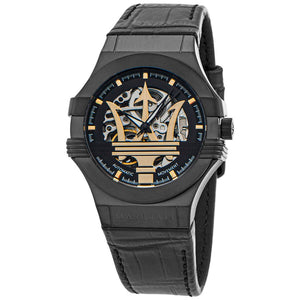Maserati Potenza Skeleton Limited Edition Black Dial Black Leather Strap Watch For Men - R8821108027 Buy Now By Maserati