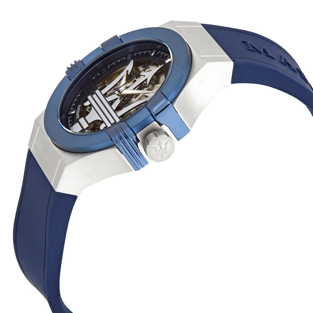 Maserati Potenza Automatic Skeleton Dial Blue Rubber Strap Watch For Men - R8821108035 Buy Now By Maserati
