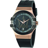 Maserati Potenza Black & Rose Gold Dial Black Rubber Strap Watch For Men - R8851108002 Buy Now By Maserati