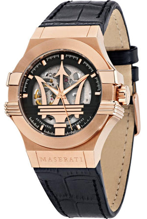 Maserati Potenza Automatic Skeleton Black Dial Black Leather Strap Watch For Men - R8821108039 Buy Now By Maserati