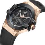 Maserati Potenza Black & Rose Gold Dial Black Rubber Strap Watch For Men - R8851108002 Buy Now By Maserati