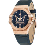 Maserati Potenza 42mm Rose Gold & Blue Dial Blue Leather Strap Watch For Men - R8851108027 Buy Now By Maserati