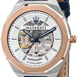 Maserati Stile Automatic Limited Edition White Dial Blue Leather Strap Watch For Men - R8821142001 Buy Now By Maserati