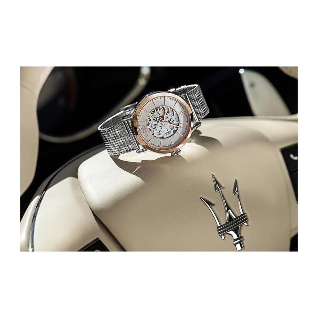 Maserati Epoca Automatic White Dial Silver Mesh Bracelet Watch For Men - R8823118001 Buy Now By Maserati