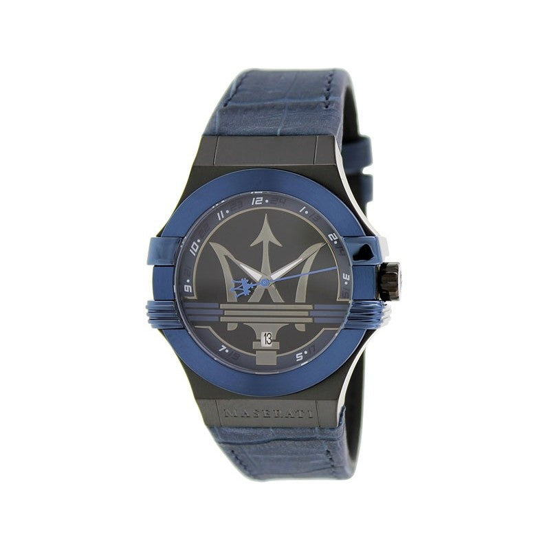 Maserati Potenza Black Dial 42mm Blue Leather Strap Watch For Men - R8851108007 Buy Now By Maserati