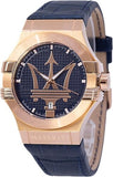 Maserati Potenza 42mm Rose Gold & Blue Dial Blue Leather Strap Watch For Men - R8851108027 Buy Now By Maserati
