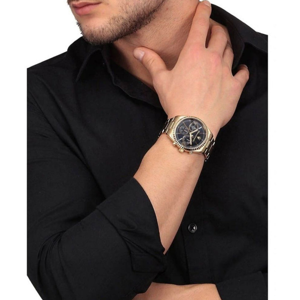 Maserati Competizione Chronograph Blue Dial Gold Steel Strap Watch For Men - R8853100026 Buy Now By Maserati