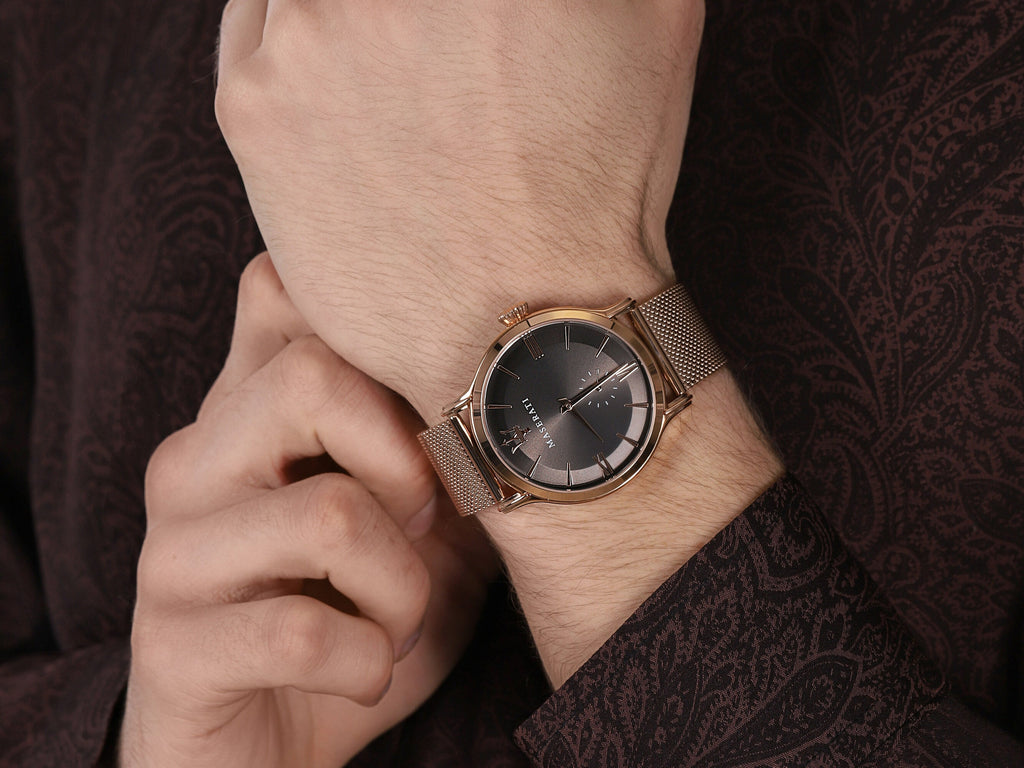 Maserati Epoca Anthracite Dial Rose Gold Mesh Bracelet Watch For Men - R8853118004 Buy Now By Maserati