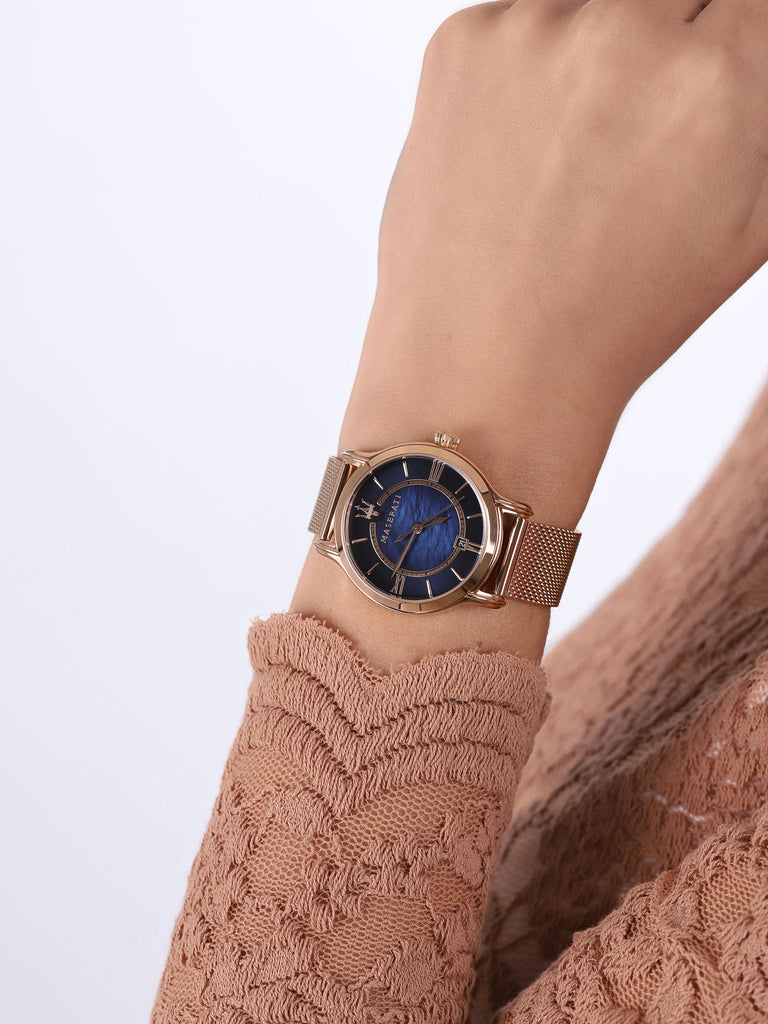 Maserati Epoca Blue Dial Rose Gold Mesh Strap Watch For Women - R8853118503 Buy Now By Maserati
