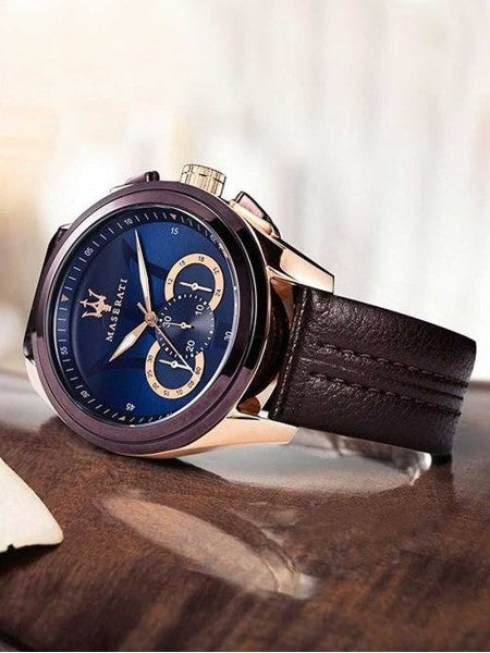 Maserati Traguardo Chronograph Blue Dial Brown Leather Strap Watch For Men - R8871612024 Buy Now By Maserati