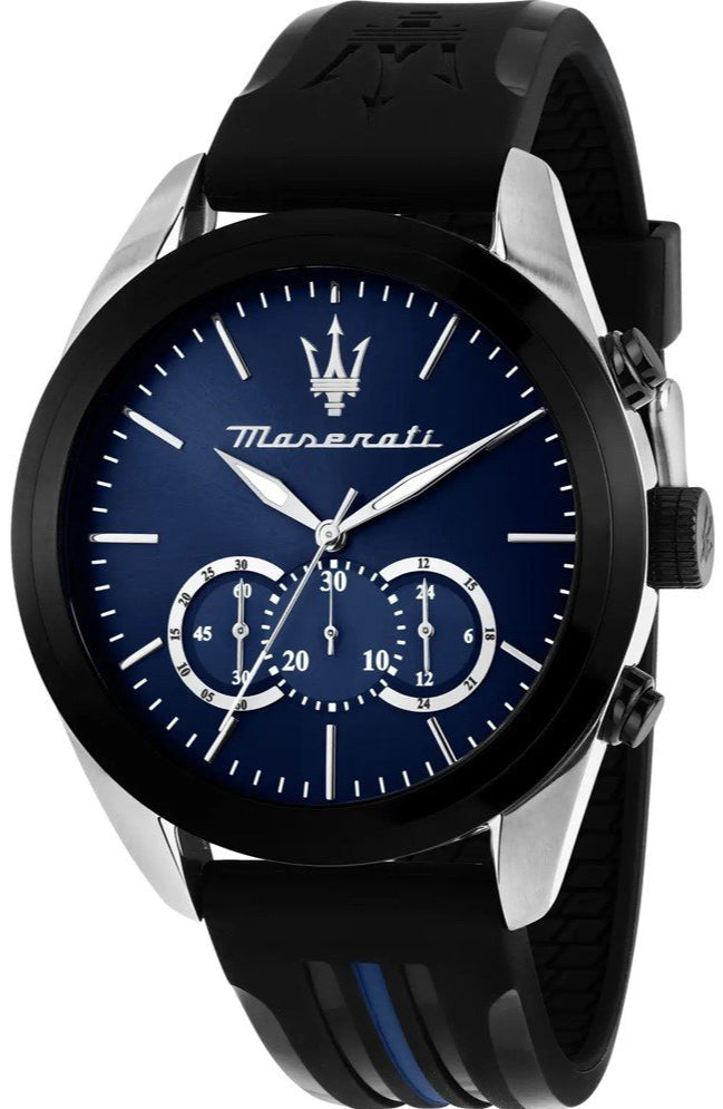 Maserati Traguardo Chronograph Blue Dial Black Silicone Strap Watch For Men - R8871612044 Buy Now By Maserati
