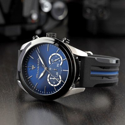 Maserati Traguardo Chronograph Blue Dial Black Silicone Strap Watch For Men - R8871612044 Buy Now By Maserati