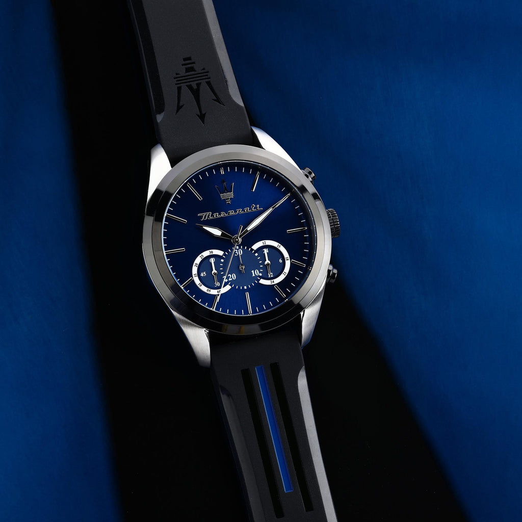 Maserati Traguardo Chronograph Blue Dial Black Silicone Strap Watch For Men - R8871612044 Buy Now By Maserati