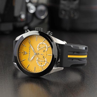 Maserati Traguardo Chronograph Yellow Dial Black Silicone Strap Watch For Men - R8871612045 Buy Now By Maserati