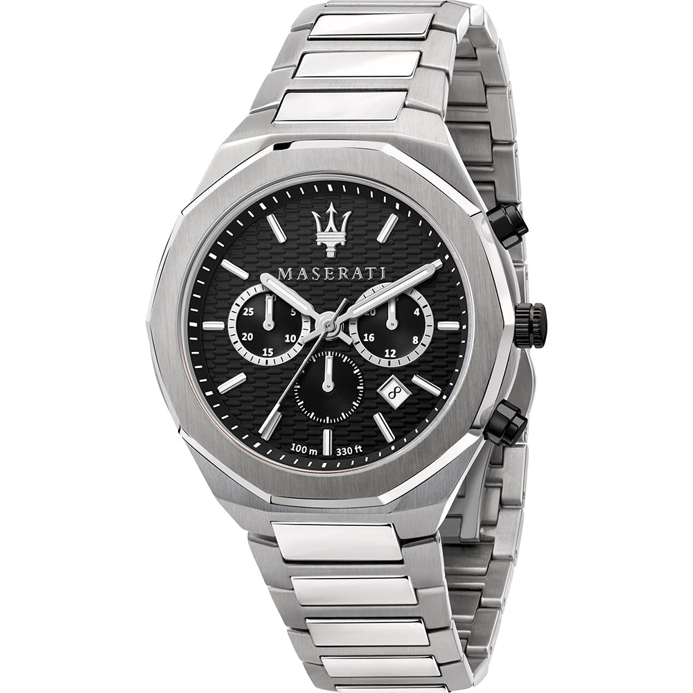 Maserati Stile Chronograph Black Dial Silver Steel Strap Watch For Men - R8873642004 Buy Now By Maserati