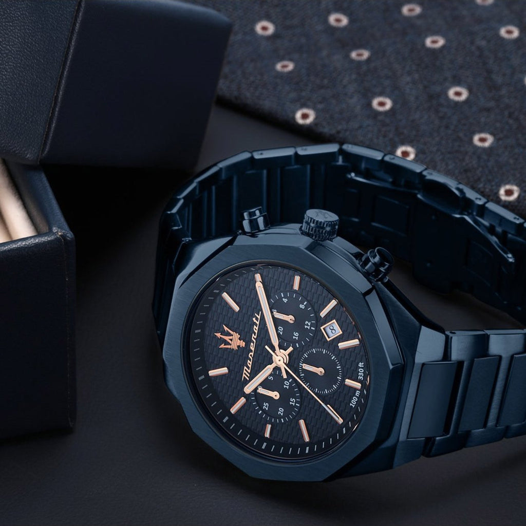 Maserati Stile Chronograph Blue Dial Blue Steel Strap Watch For Men - R8873642008 Buy Now By Maserati