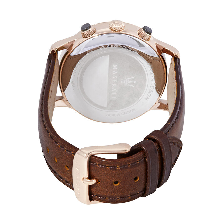 Maserati Ricordo Chronograph Silver Dial Brown Leather Strap Watch For Men - R8871633002 Buy Now By Maserati