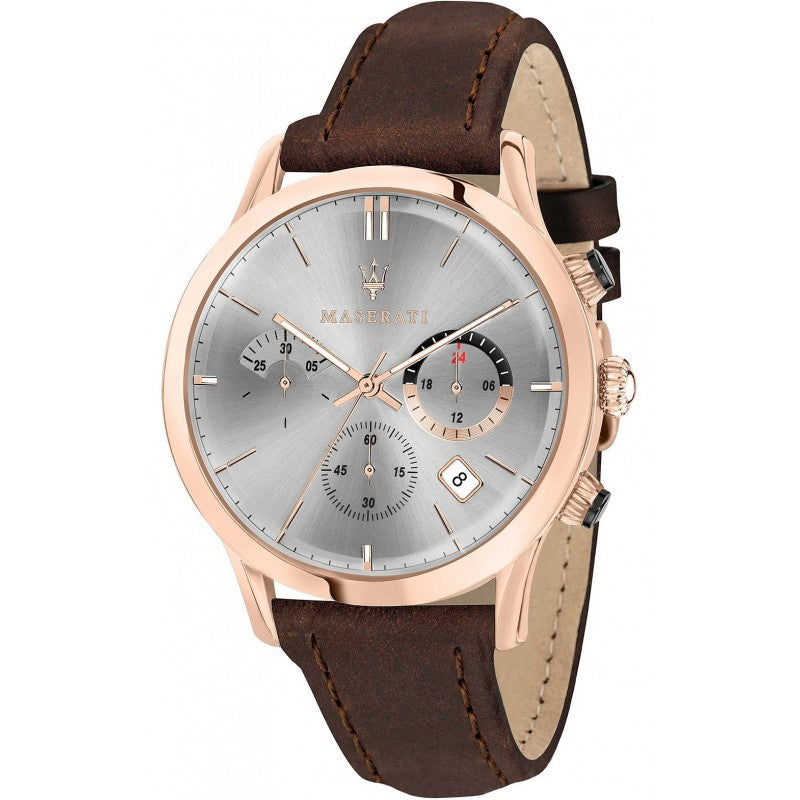 Maserati Ricordo Chronograph Silver Dial Brown Leather Strap Watch For Men - R8871633002 Buy Now By Maserati