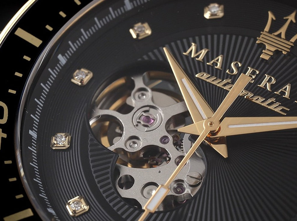 Maserati SFIDA Black Dial Yellow Gold Toned Watch For Men - R8823140003 Buy Now By Maserati