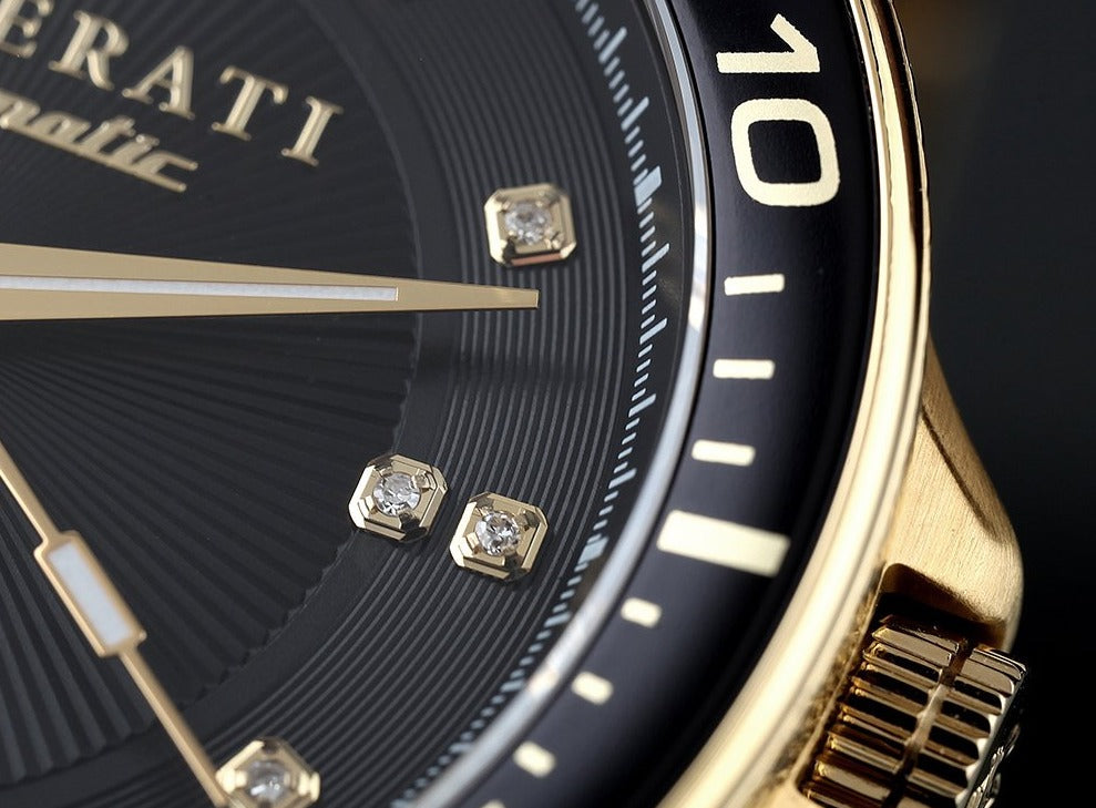 Maserati SFIDA Black Dial Yellow Gold Toned Watch For Men - R8823140003 Buy Now By Maserati