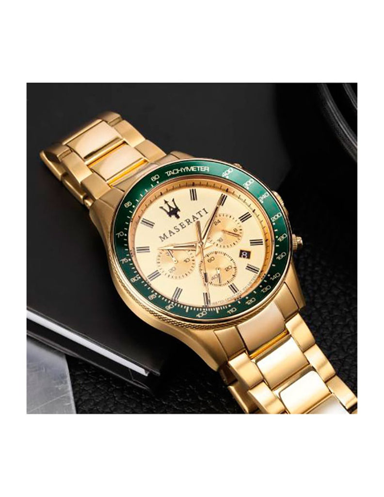 Maserati SFIDA Quartz Yellow Dial Gold Strap Watch For Men - R8873640005 Buy Now By Maserati