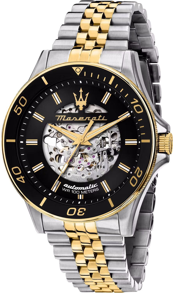 Maserati SFIDA Automatic Skeleton Black Dial Two Tone Steel Strap Watch For Men - R8823140010 Buy Now By Maserati