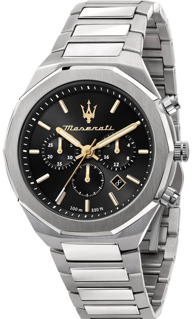 Maserati Stile Chronograph Black Dial Silver Steel Strap Watch For Men - R8873642010 Buy Now By Maserati