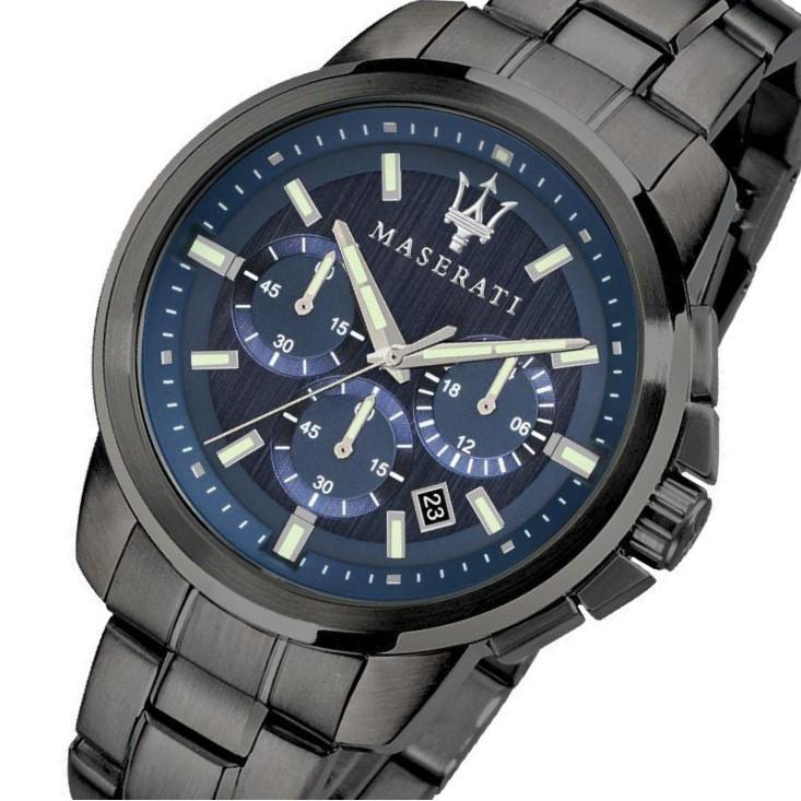 Maserati Successo Chronograph Blue Dial Black Steel Strap Watch For Men - R8873621005 Buy Now By Maserati