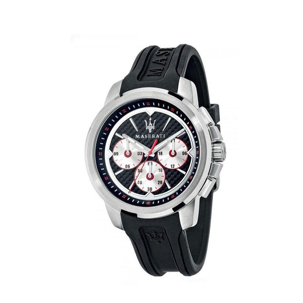 Maserati SFIDA Chronograph Black Silver Dial Black Rubber Strap Watch For Men - R8851123001 Buy Now By Maserati