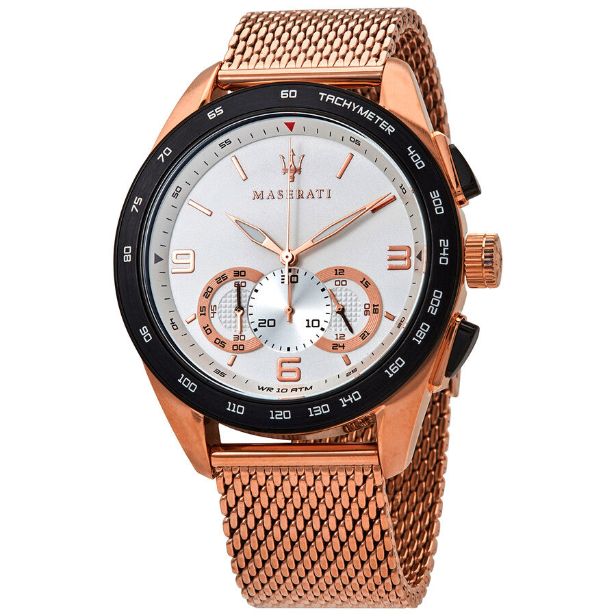 Maserati Traguardo 45mm Chronograph Rose Gold Mesh Strap White Dial Watch For Men - R8873612011 Buy Now By Maserati