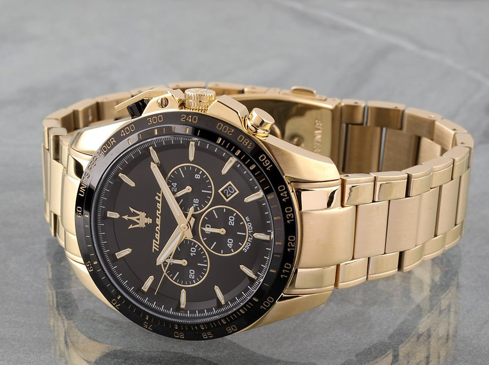 Maserati Traguardo Chronograph Black Dial Gold Steel Strap Watch For Men - R8873612041 Buy Now By Maserati