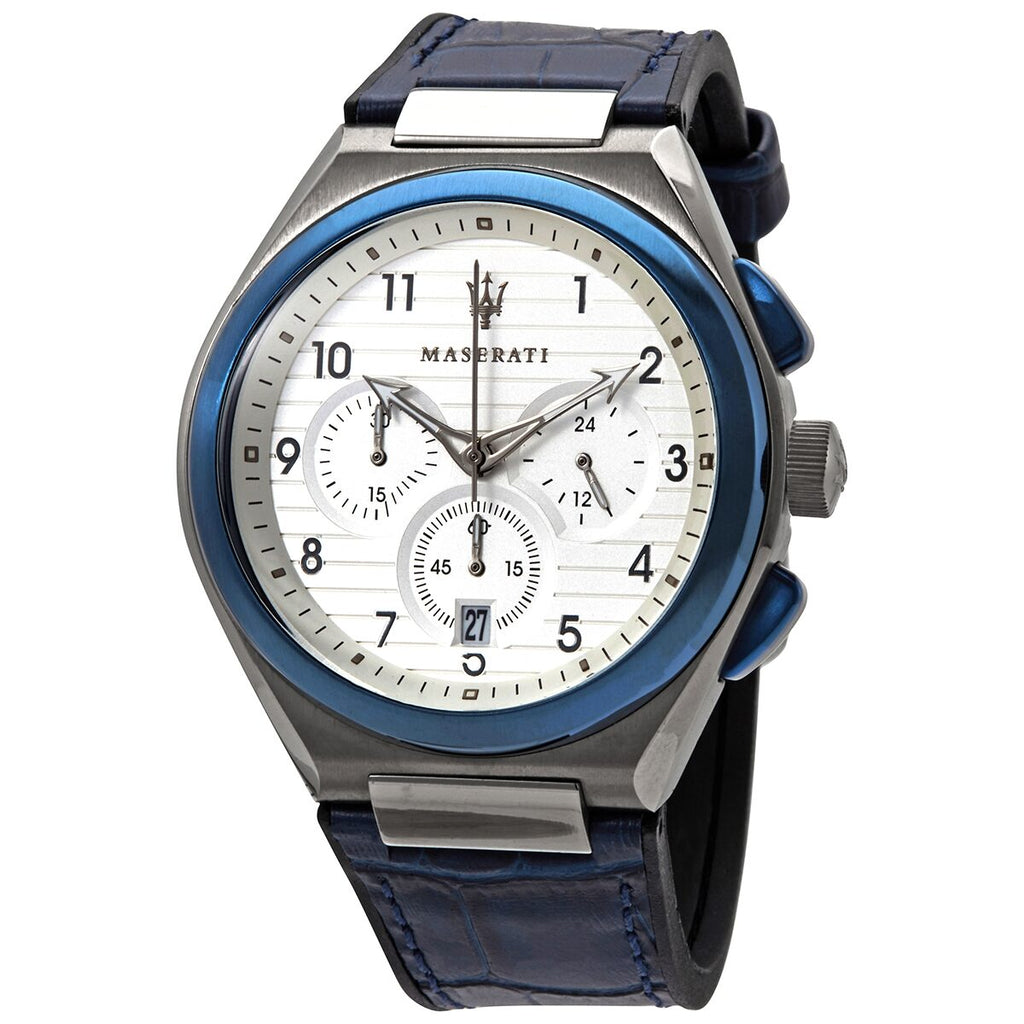 Maserati Triconic Chronograph White Dial Blue Leather Strap Watch For Men - R8871639001 Buy Now By Maserati