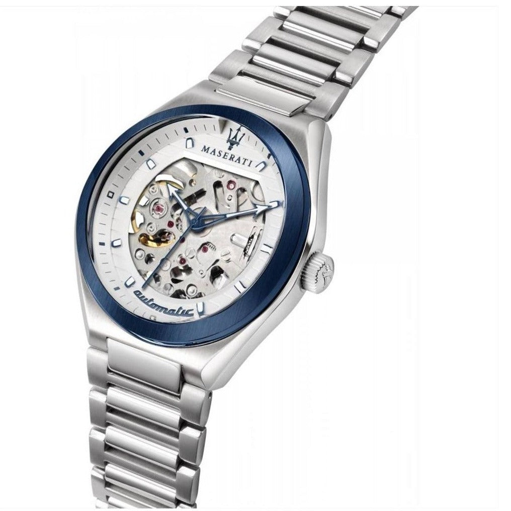 Maserati Triconic Automatic Skeleton Grey Dial Silver Steel Strap Watch For Men - R8823139002 Buy Now By Maserati