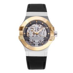Maserati Potenza Automatic Skeleton Dial Black Leather Strap Watch For Men - R8821108011 Buy Now By Maserati