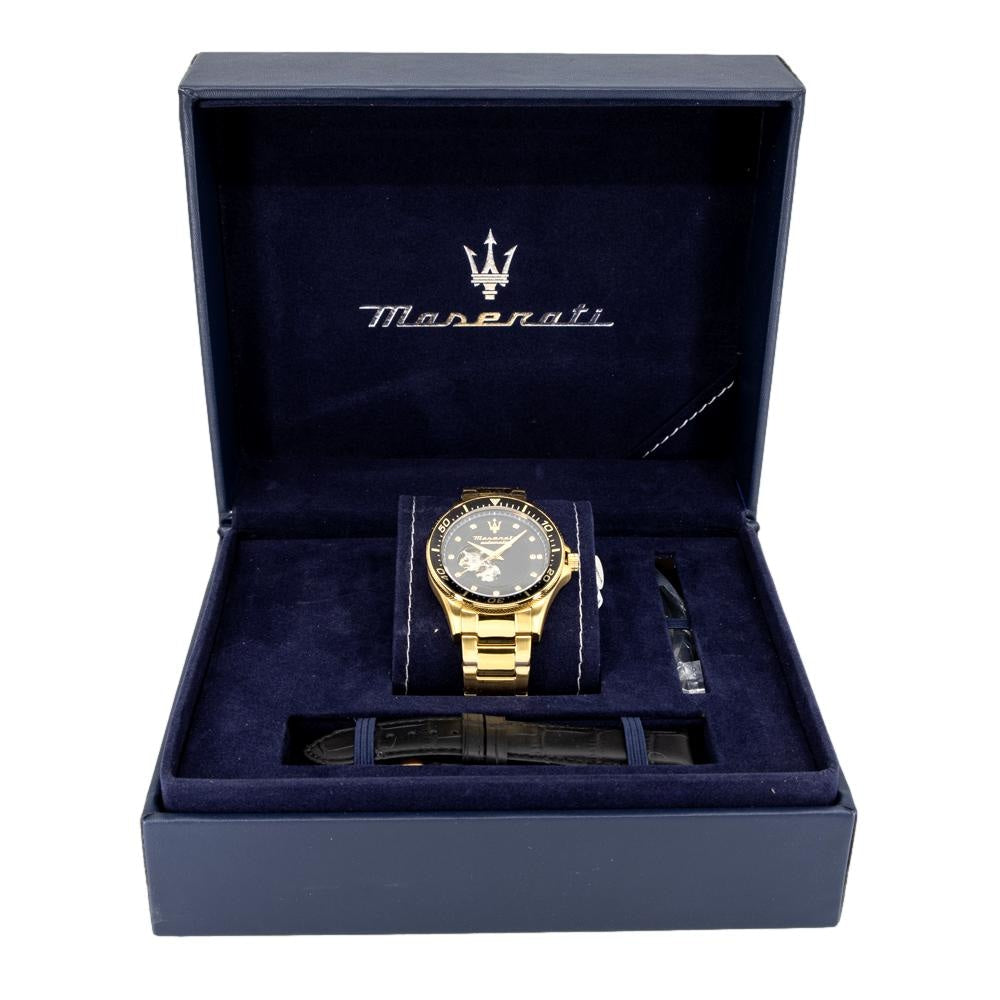 Maserati SFIDA Black Dial Yellow Gold Toned Watch For Men - R8823140003 Buy Now By Maserati