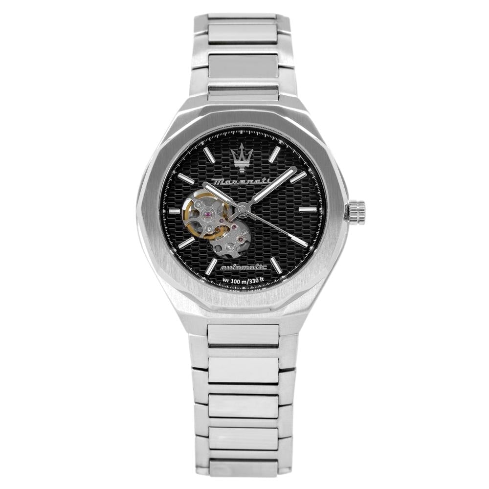 Maserati Stile Skeleton Automatic Black Dial Silver Steel Strap Watch For Men - R8823142002 Buy Now By Maserati