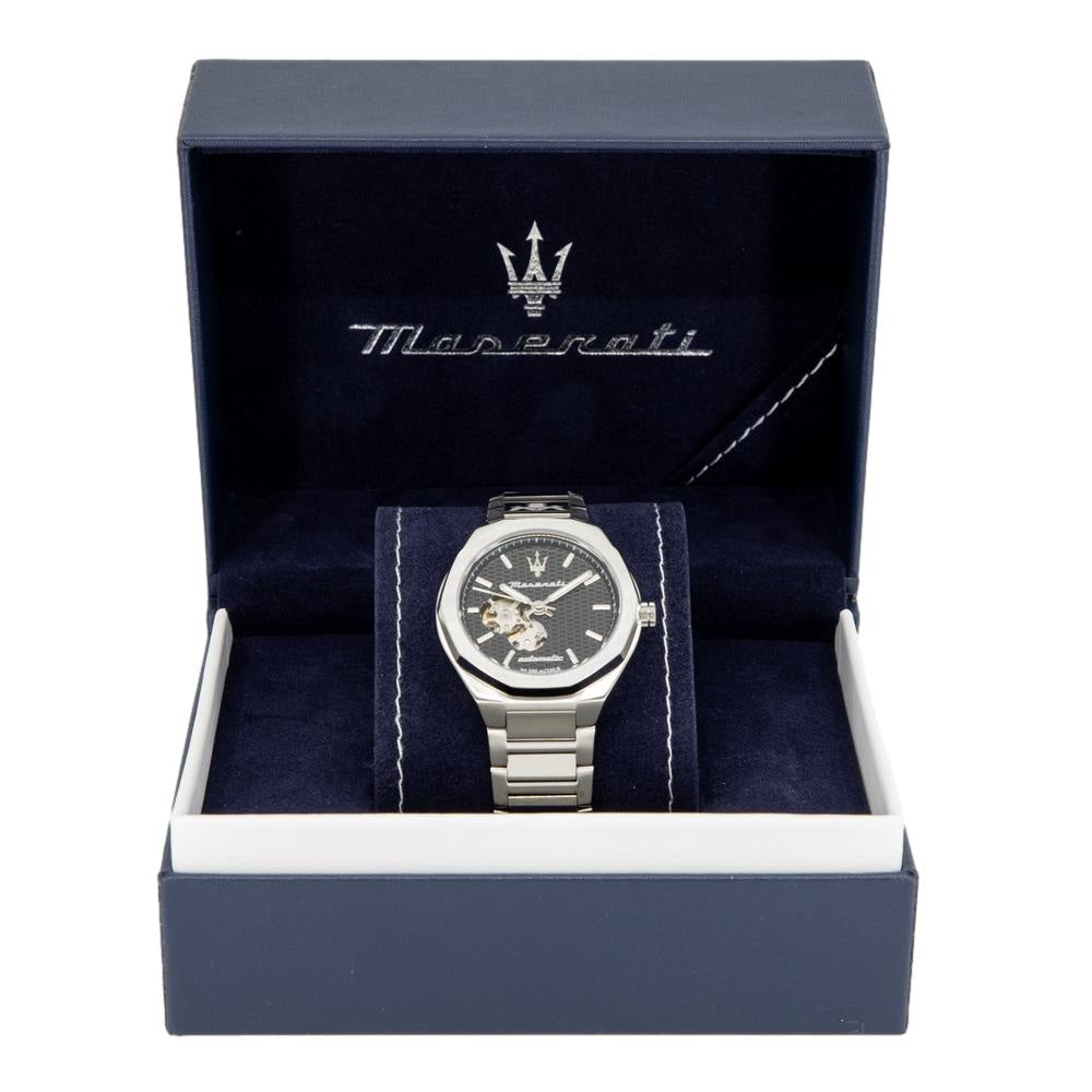 Maserati Stile Skeleton Automatic Black Dial Silver Steel Strap Watch For Men - R8823142002 Buy Now By Maserati