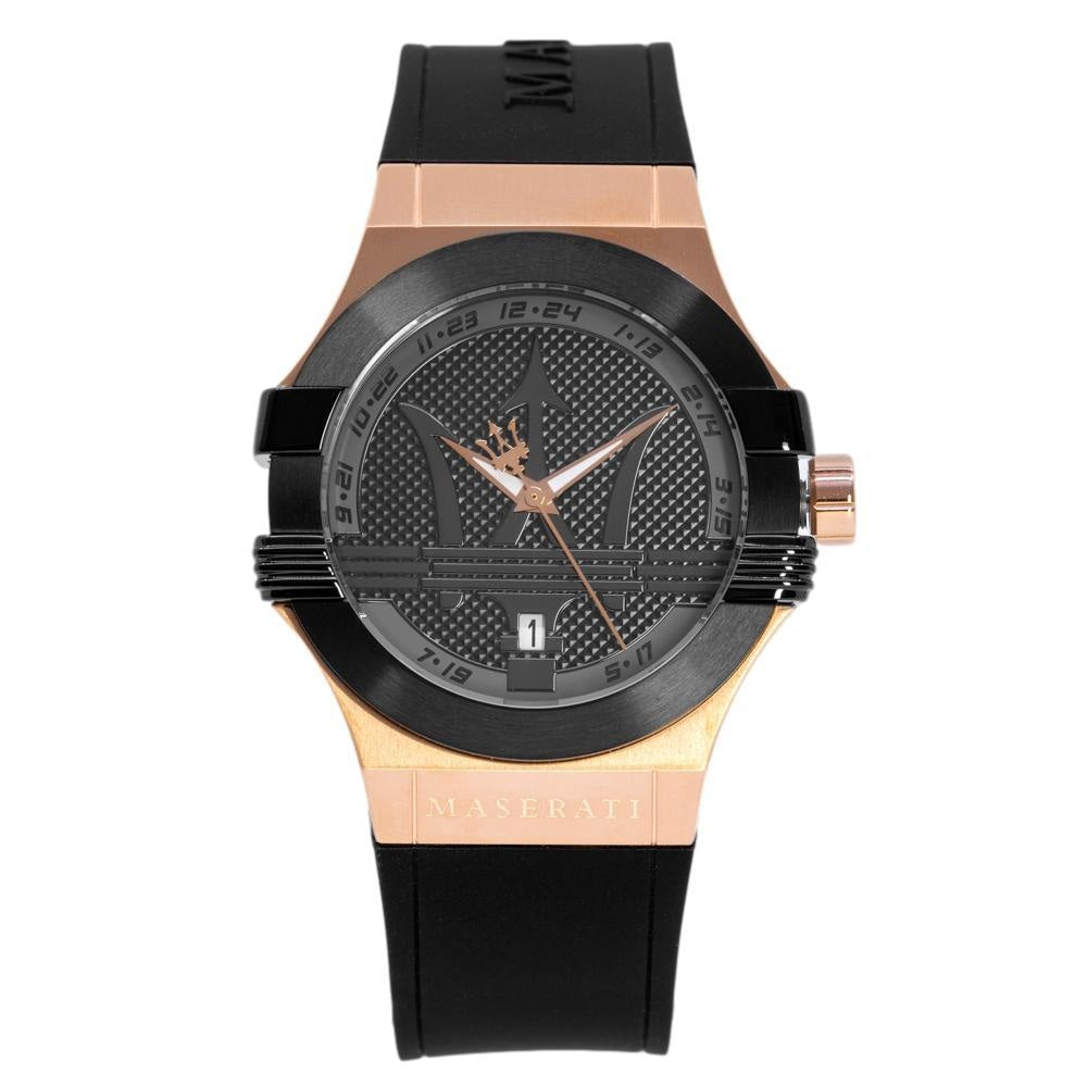 Maserati Potenza Black & Rose Gold Dial Black Rubber Strap Watch For Men - R8851108002 Buy Now By Maserati