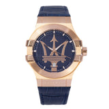 Maserati Potenza 42mm Rose Gold & Blue Dial Blue Leather Strap Watch For Men - R8851108027 Buy Now By Maserati