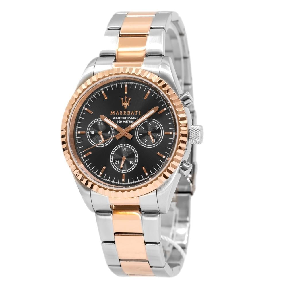 Maserati Competizione Analog Black Dial Two Tone Stainless Steel Strap Watch For Men - R8853100020 Buy Now By Maserati